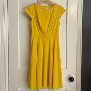 Yellow 1950’s Retro Style Dress Cap-Sleeve